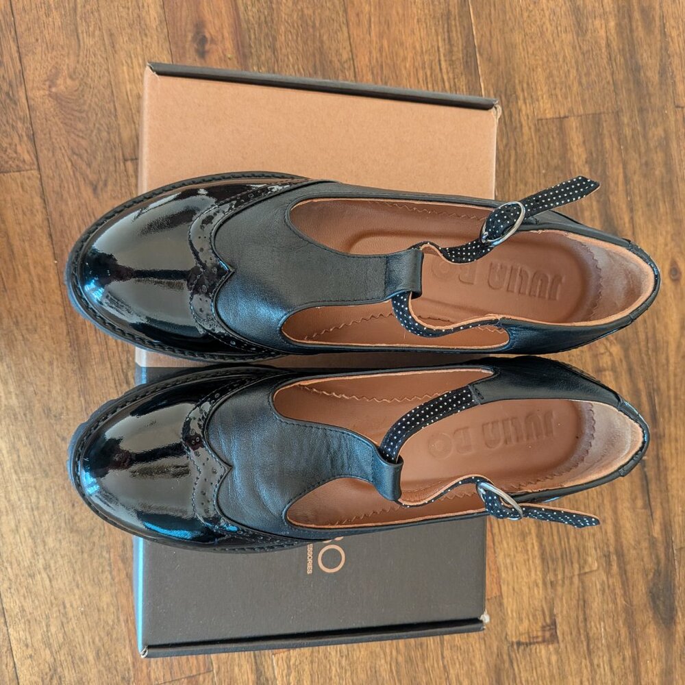 Julia Bo Jane Mary Janes Patent Lug-Sole Black 8.5 - Picture 3 of 6